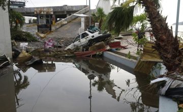 A street is strewn with debris after Hurricane Otis ripped through Acapulco, Mexico, Wednesday, Oct. 25, 2023. Hurricane Otis ripped through Mexico's southern Pacific coast as a powerful Category 5 storm, unleashing massive flooding, ravaging roads and leaving large swaths of the southwestern state of Guerrero without power or cellphone service. (AP Photo/Marco Ugarte)